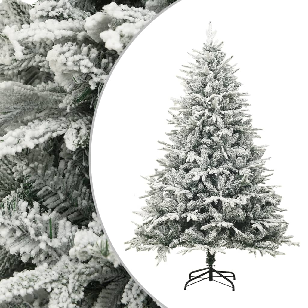 Vidaxl kunstkerstboom met sneeuwvlokken 150 cm pvc en pe groen