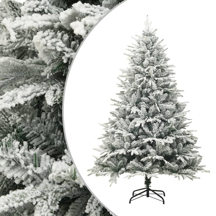Vidaxl kunstkerstboom met sneeuwvlokken 150 cm pvc en pe groen