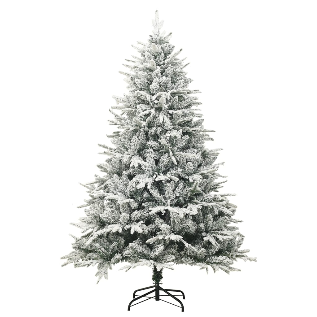 Vidaxl kunstkerstboom met sneeuwvlokken 150 cm pvc en pe groen