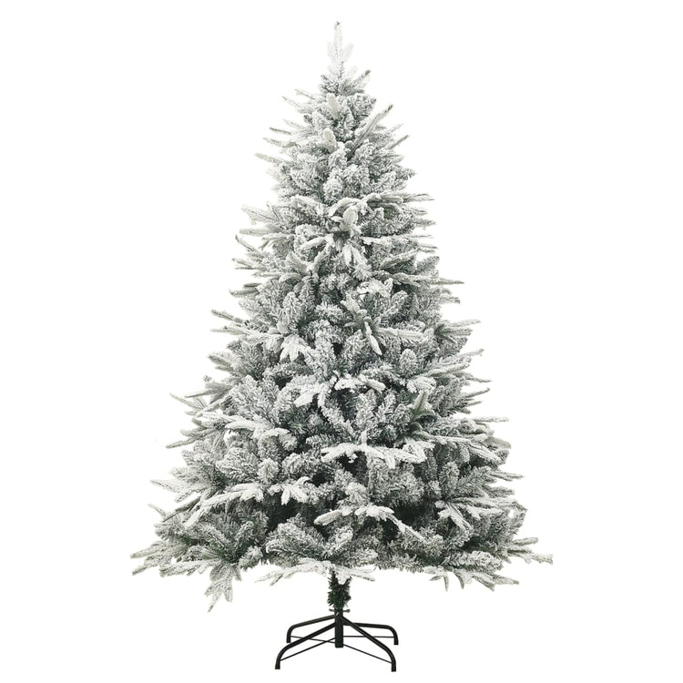 Vidaxl kunstkerstboom met sneeuwvlokken 150 cm pvc en pe groen