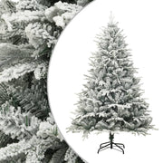 Vidaxl kunstkerstboom met sneeuwvlokken 210 cm pvc en pe groen - afbeelding 1
