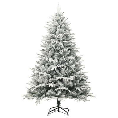 Vidaxl kunstkerstboom met sneeuwvlokken 210 cm pvc en pe groen