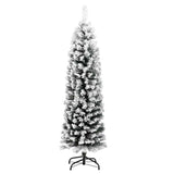 Vidaxl kunstkerstboom met sneeuw smal 120 cm pvc groen - afbeelding 3