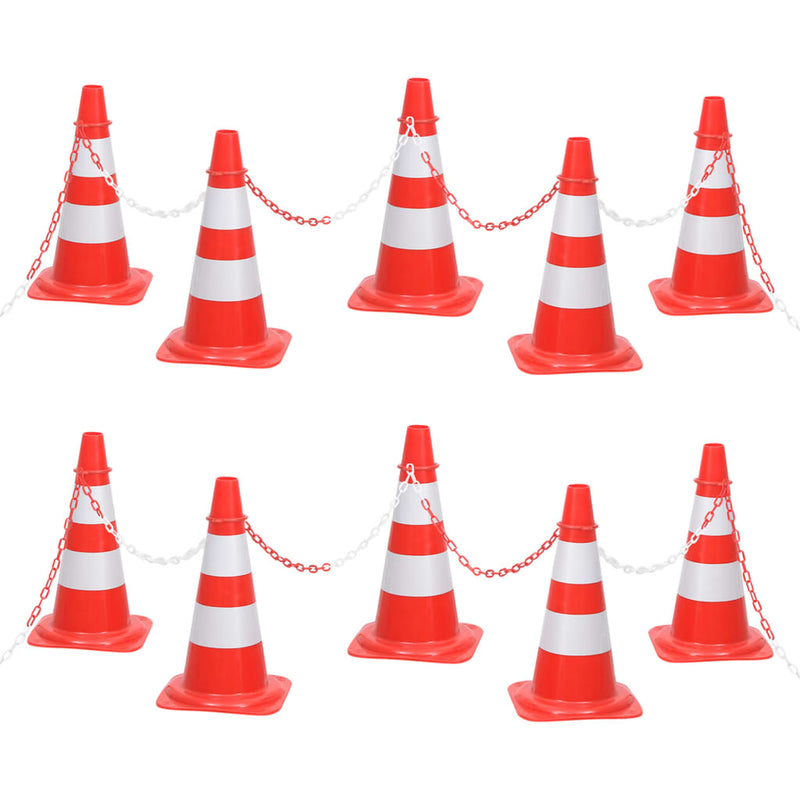 Vidaxl kegelset met ketting 10 m rood en wit
