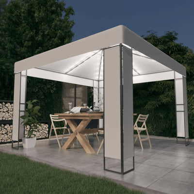 Vidaxl prieel met dubbel dak en led-lichtslinger 3x3 m wit