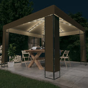 Vidaxl prieel met dubbel dak en led-lichtslinger 3x3x2,7 m taupe - afbeelding 1