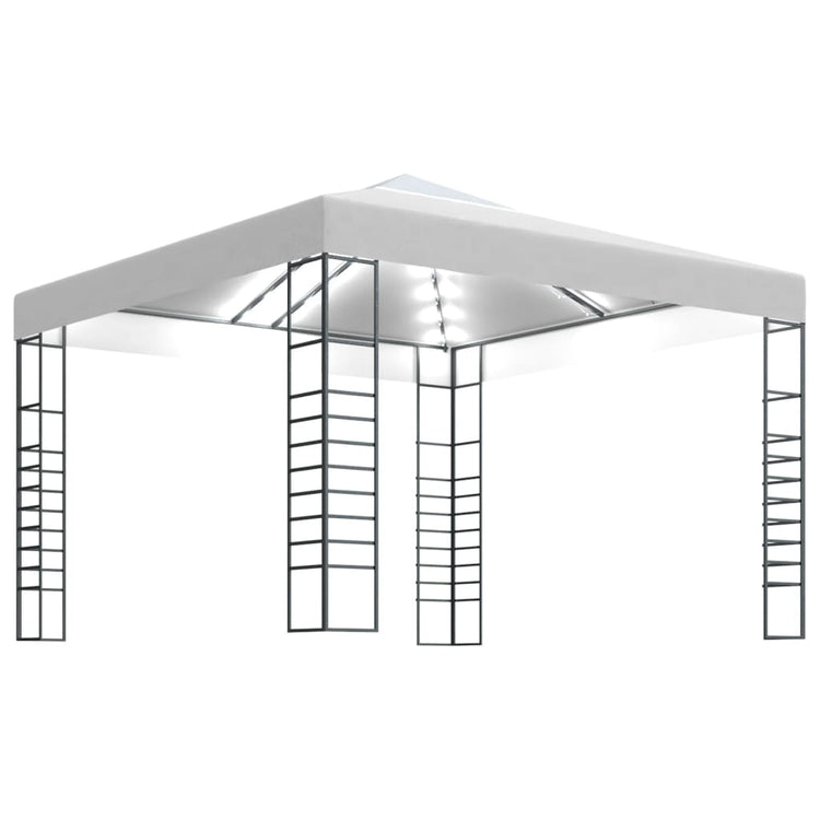 Vidaxl tuinpaviljoen met led-lichtslinger 3x3 m wit
