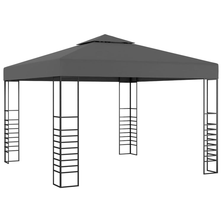 Vidaxl tuinpaviljoen met led-lichtslinger 3x3 m antracietkleurig