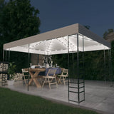 VidaXL Prieel met LED-lichtslinger 4x3x2,7 m wit - afbeelding 1