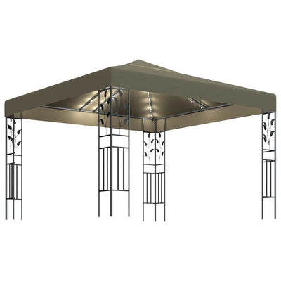 Vidaxl prieel met led-lichtslinger 3x3 m taupe