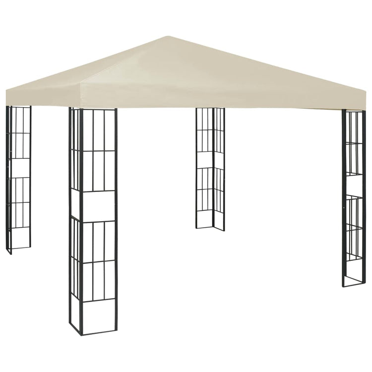 Vidaxl prieel met led-lichtslinger 3x3 m crèmekleurig