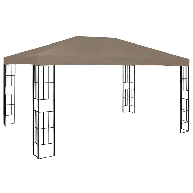 Vidaxl prieel met led-lichtslinger 4x3 m taupe