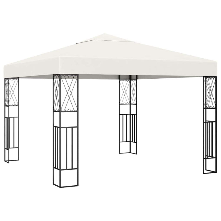 Vidaxl prieel met led-lichtslinger 3x3 m stof crèmekleurig