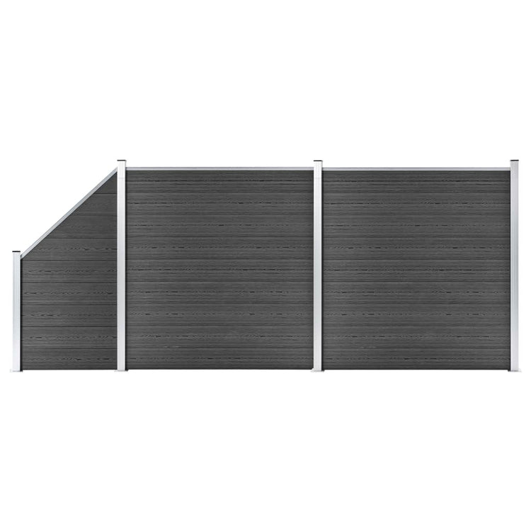 VidaXL Schuttingpanelenset 446x(105-186) cm HKC zwart