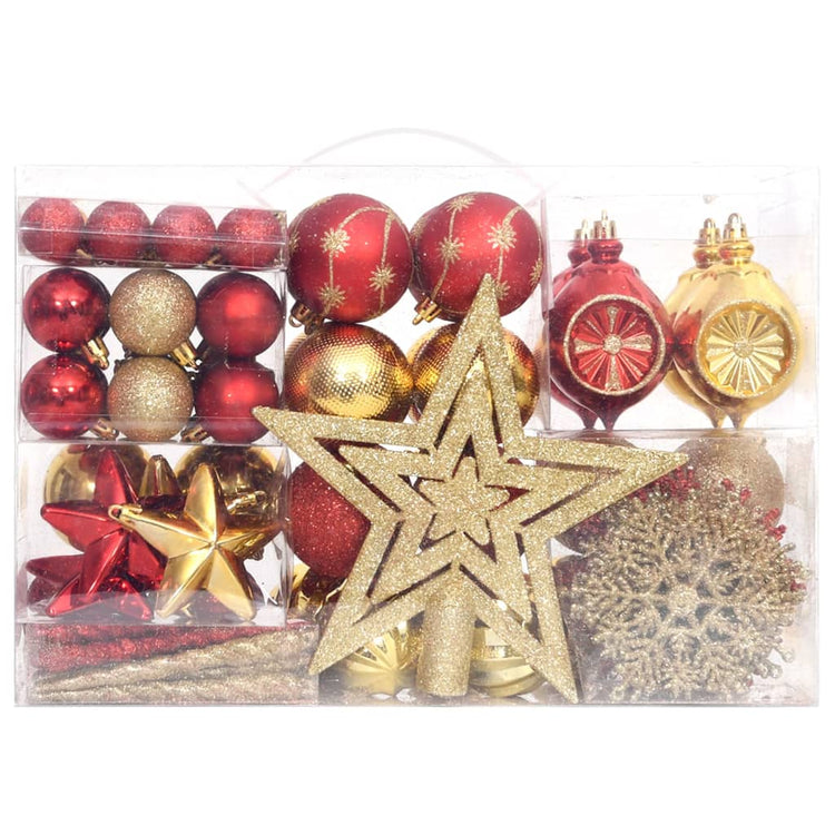 Vidaxl 108-delige kerstballenset goud en rood