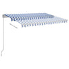 Vidaxl luifel handmatig uittrekbaar met led 300x250 cm blauw en wit