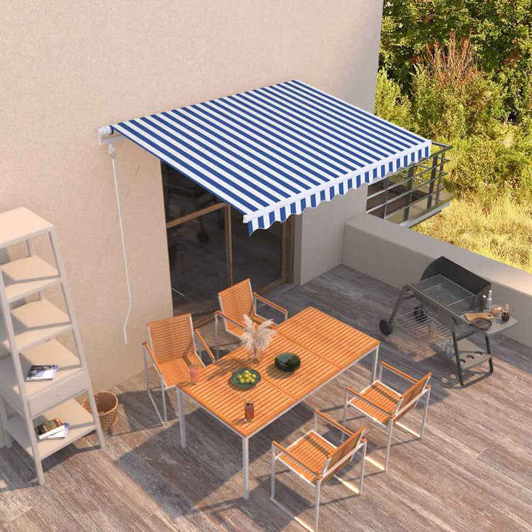 Vidaxl luifel automatisch uittrekbaar 300x250 cm blauw en wit