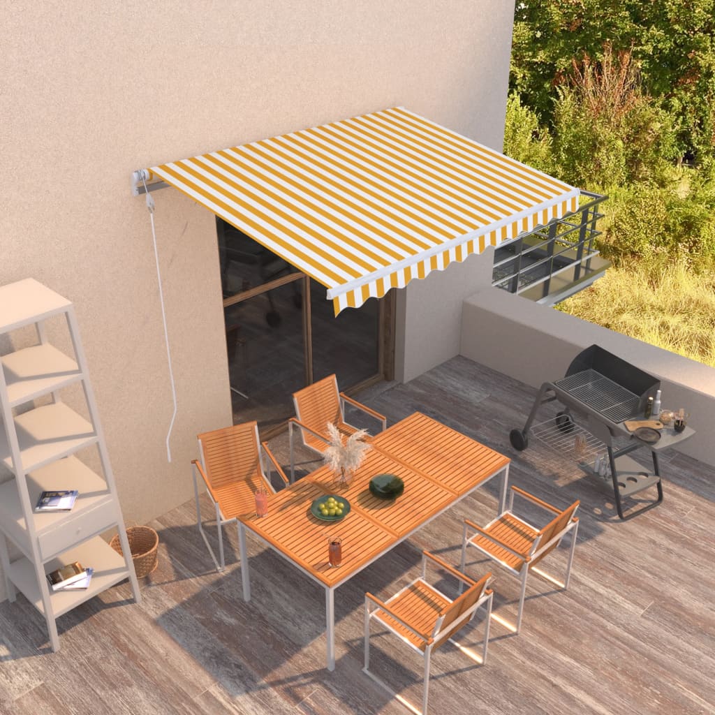 Vidaxl luifel automatisch uittrekbaar 300x250 cm geel en wit