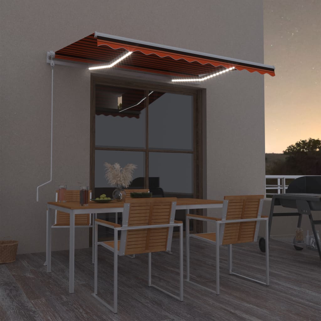 Vidaxl luifel automatisch met led windsensor 300x250 cm oranje bruin