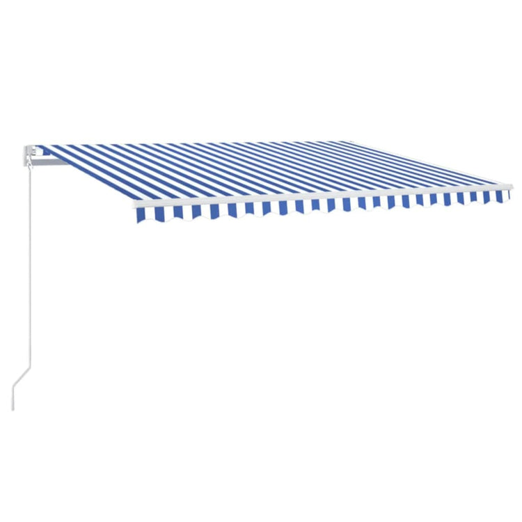 Vidaxl luifel handmatig uittrekbaar met led 400x300 cm blauw en wit