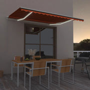 Vidaxl luifel handmatig uittrekbaar met led 400x300 cm oranje en bruin - afbeelding 1