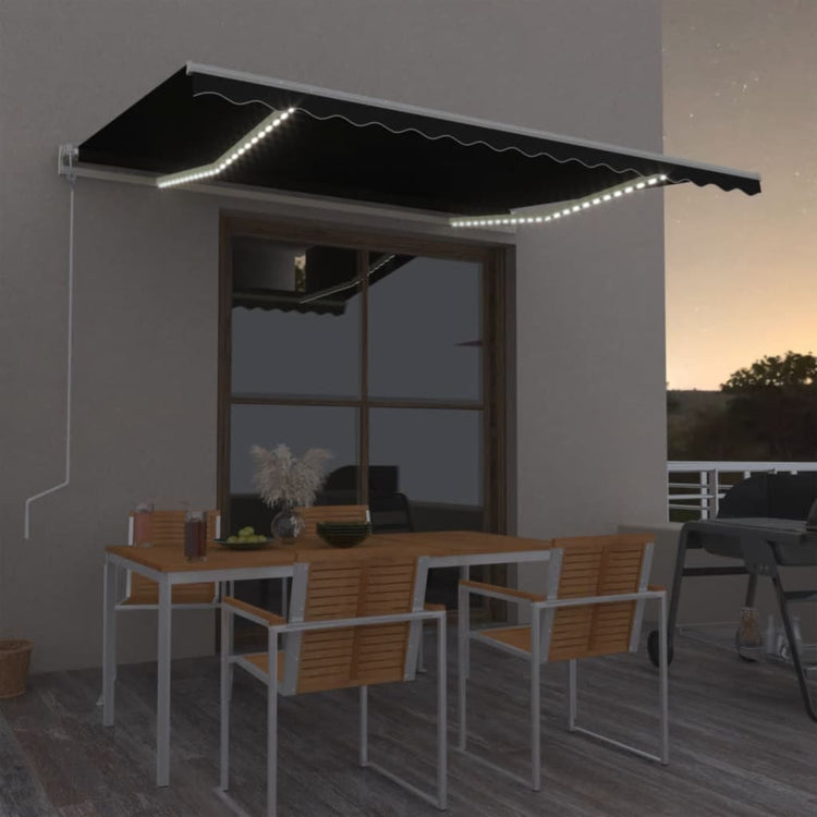 VidaXL Luifel automatisch met LED en windsensor 400x300 cm antraciet