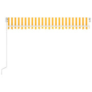 VidaXL Luifel handmatig uittrekbaar met LED 450x300 cm geel en wit - afbeelding 3