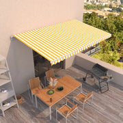 VidaXL Luifel handmatig uittrekbaar 500x300 cm geel en wit - afbeelding 1