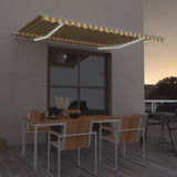 VidaXL Luifel handmatig uittrekbaar met LED 400x350 cm geel en wit - afbeelding 1