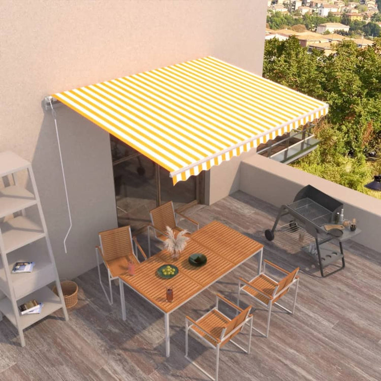 VidaXL Luifel automatisch uittrekbaar 450x350 cm geel en wit