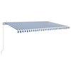 VidaXL Luifel handmatig uittrekbaar met LED 500x350 cm blauw en wit