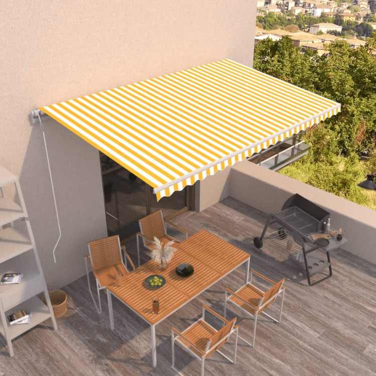 VidaXL Luifel automatisch uittrekbaar 500x350 cm geel en wit