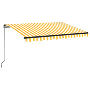 VidaXL Luifel handmatig uittrekbaar 350x250 cm geel en wit - afbeelding 2
