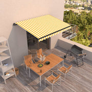 VidaXL Luifel handmatig uittrekbaar 350x250 cm geel en wit - afbeelding 1