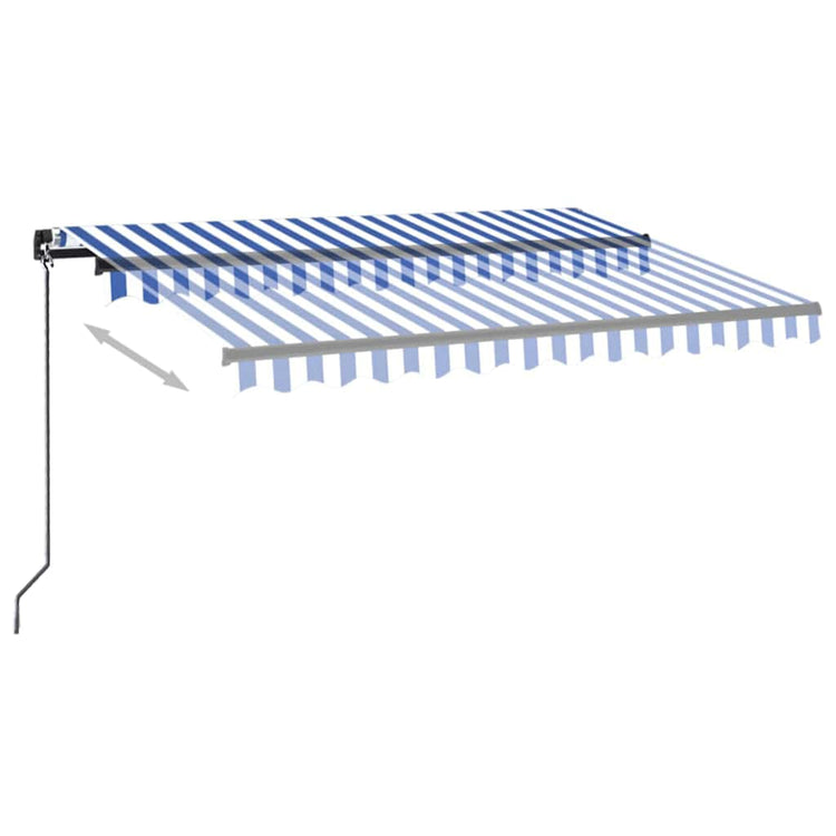 Vidaxl luifel handmatig uittrekbaar met led 350x250 cm blauw en wit