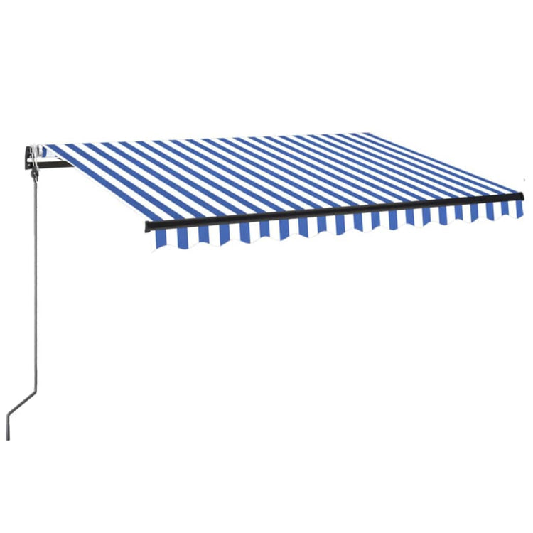 VidaXL Luifel automatisch met LED en windsensor 350x250 cm blauw wit