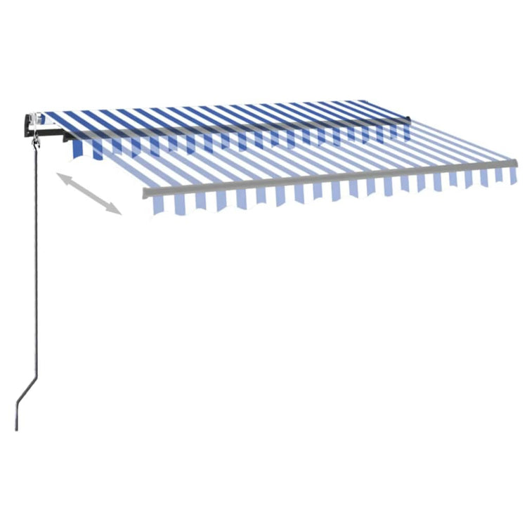 VidaXL Luifel automatisch met LED en windsensor 350x250 cm blauw wit