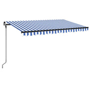Vidaxl luifel handmatig uittrekbaar met led 400x300 cm blauw en wit - afbeelding 2