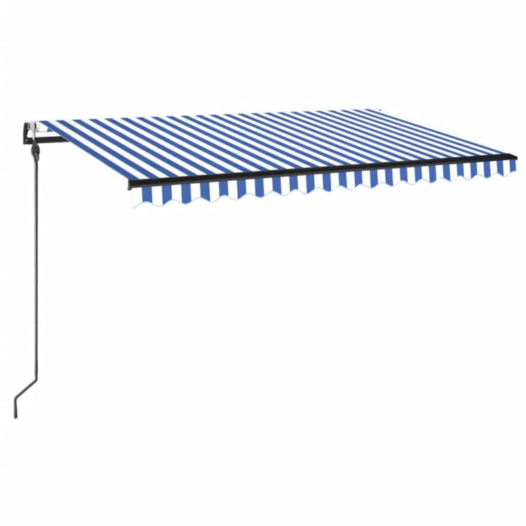 VidaXL Luifel automatisch met LED en windsensor 400x300cm blauw en wit