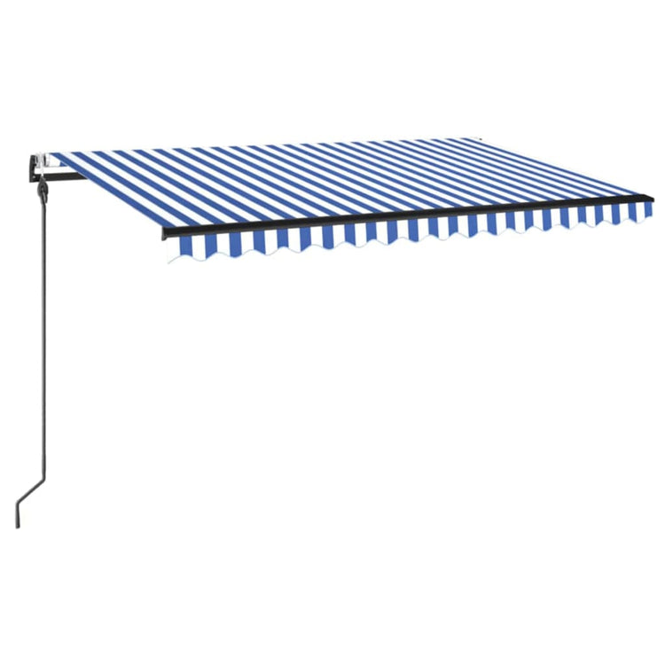 VidaXL Luifel automatisch met LED en windsensor 450x300 cm blauw wit