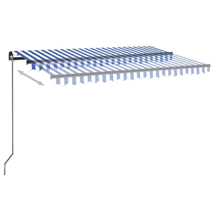 VidaXL Luifel automatisch met LED en windsensor 450x300 cm blauw wit