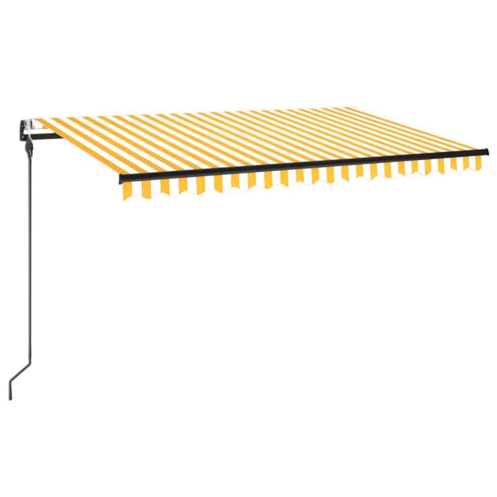 VidaXL Luifel automatisch met LED en windsensor 450x300 cm geel en wit
