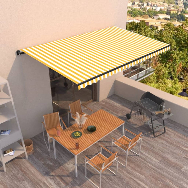 VidaXL Luifel handmatig uittrekbaar 500x300 cm geel en wit