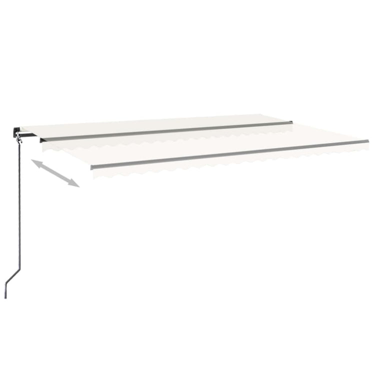 VidaXL Luifel handmatig uittrekbaar met LED 500x300 cm crèmekleurig