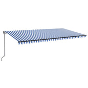 VidaXL Luifel handmatig uittrekbaar met LED 600x300 cm blauw en wit - afbeelding 2