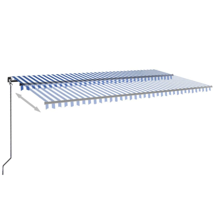 VidaXL Luifel handmatig uittrekbaar met LED 600x300 cm blauw en wit