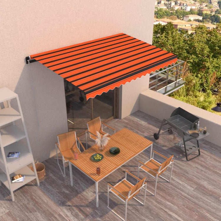 VidaXL Luifel handmatig uittrekbaar 400x350 cm oranje en bruin