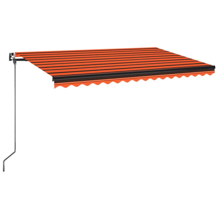 VidaXL Luifel handmatig uittrekbaar met LED 400x350 cm oranje en bruin