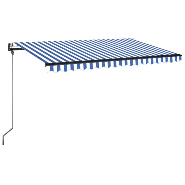 VidaXL Luifel automatisch met LED en windsensor 400x350 cm blauw wit