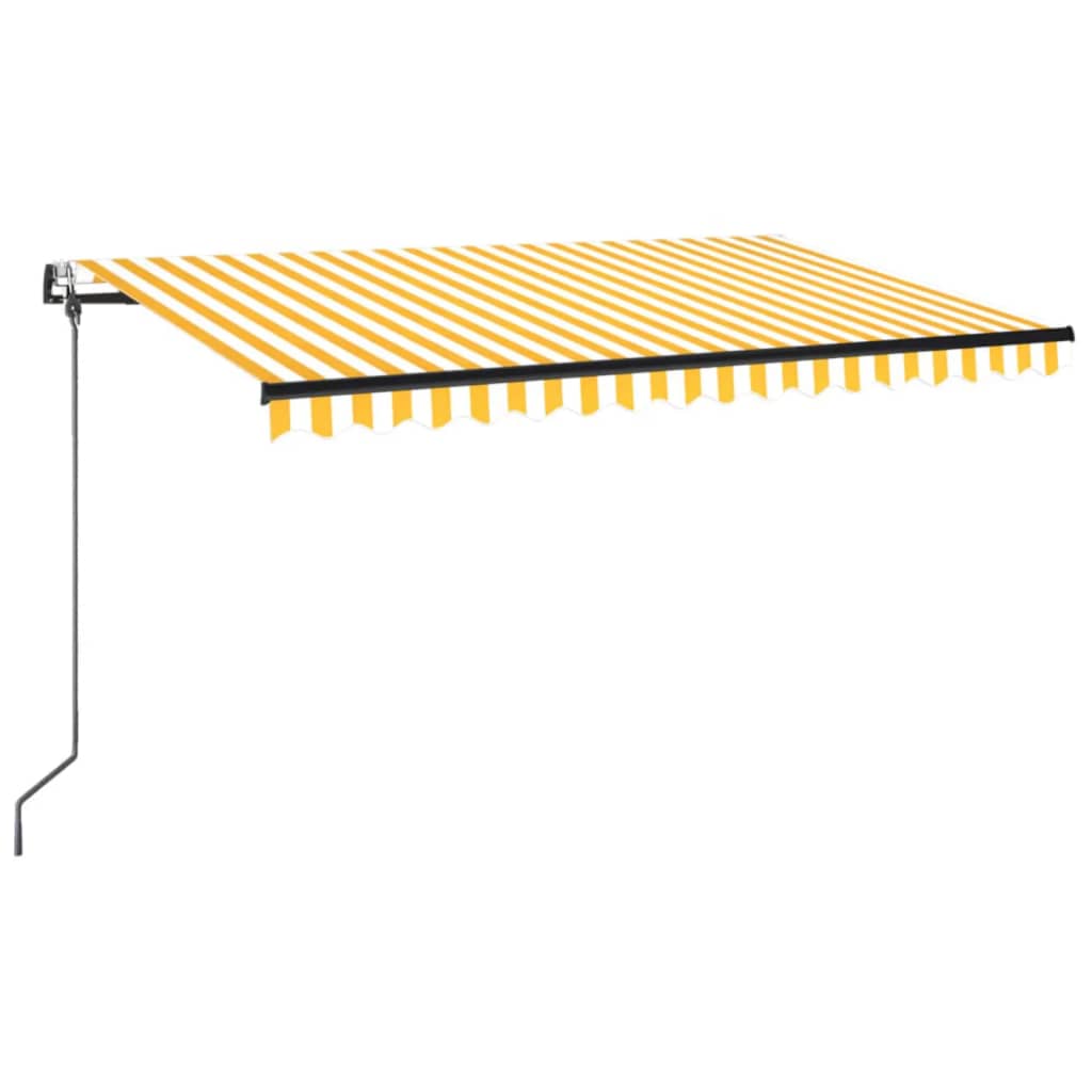 VidaXL Luifel automatisch met LED en windsensor 400x350 cm geel en wit